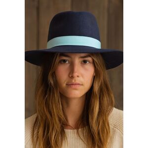 Janessa Leone Gray Fedora Wide Brim Hat   Women's Size Small